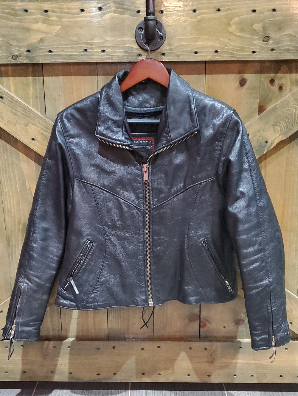 Vintage Black Leather Moto Jacket Echtes Leder Futter Echt Leer Ironhorse Combat